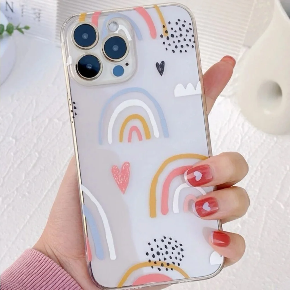 ⚠️Clearance iPhone 15/Pro/Pro Max Cute Rainbow Phone Case - Picture 1 of 3
